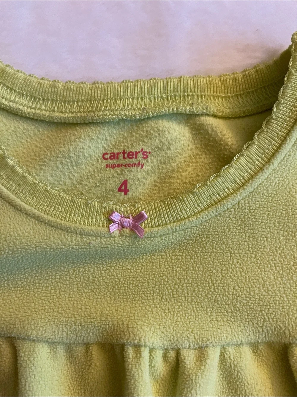 Carter’s Girls' Lime Green Frog Appliqué Pajama Set SZ 4